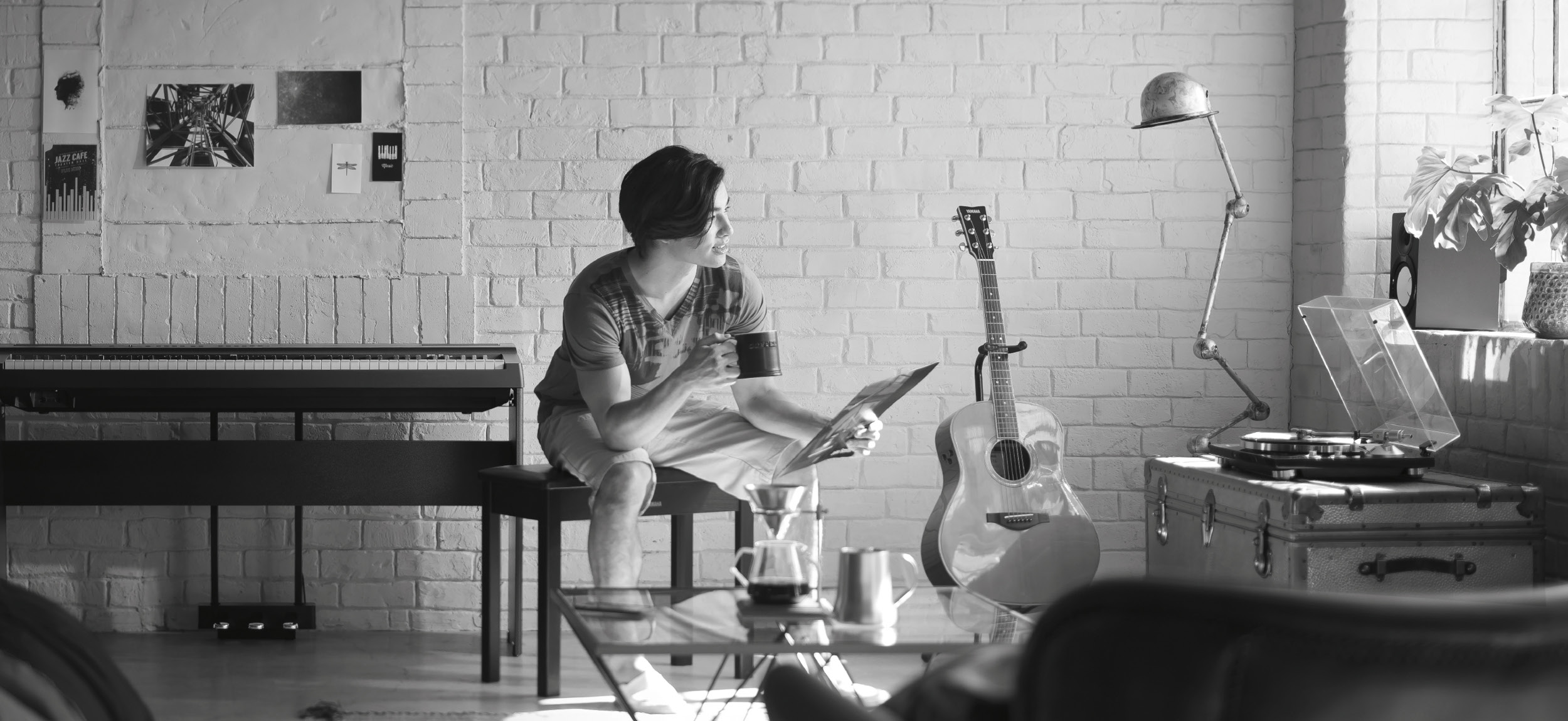 Schwarzweiß Musikraum